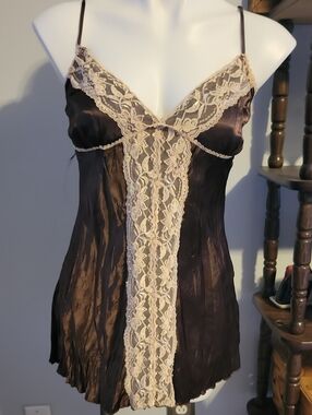 Sea Chocolate Brown Chemise with Cream Lace